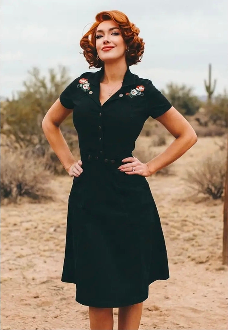Vestido ganga bordado